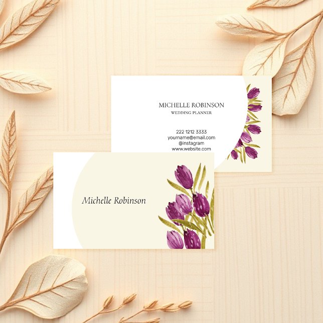 Cute Watercolor Tulip Flowers Professional Business Card (Creator Uploaded)