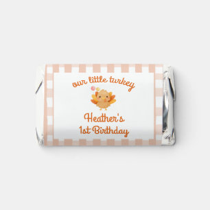 Cute Watercolor Turkey 1st Birthday Hershey's Miniatures