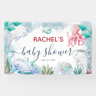 Cute Watercolor Under the Sea Baby Shower Banner