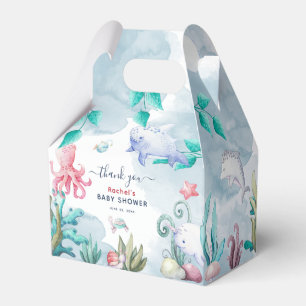 Cute Watercolor Under the Sea Baby Shower Favor Boxes