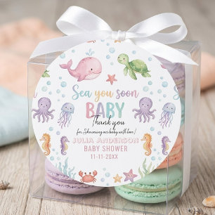 Cute Watercolor Under the Sea Thank You Baby Showe Classic Round Sticker