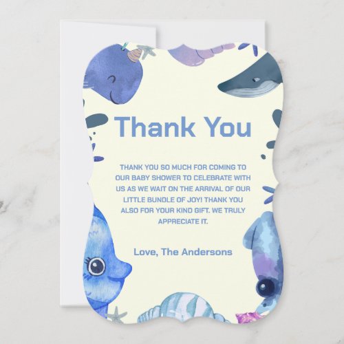 Cute Watercolor Under_the_Sea  Thank You Card