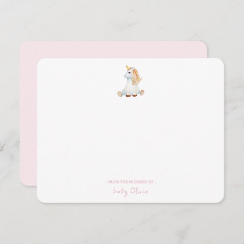 Cute watercolor unicorn Baby girl Thank You Card