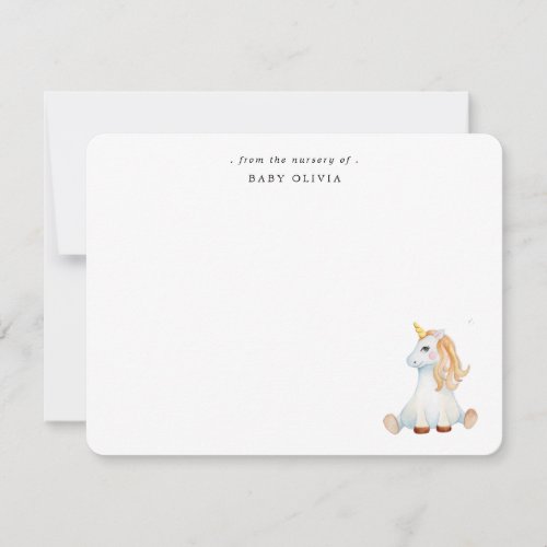 Cute watercolor Unicorn Baby girl Thank You Card