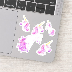 Cute watercolor unicorn pink purple art sticker