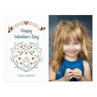 Cute Watercolor Valentine with Your Photo Postcard