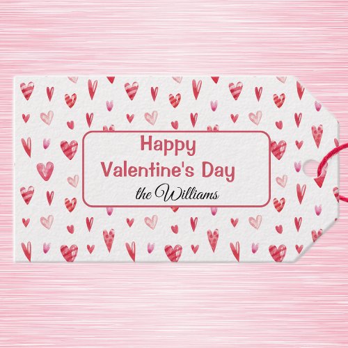 Cute Watercolor Valentines Day Hearts Gift Tags