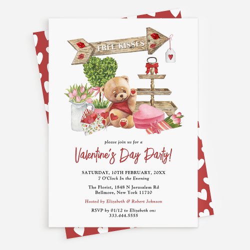 Cute Watercolor Valentines Day Party Invitation