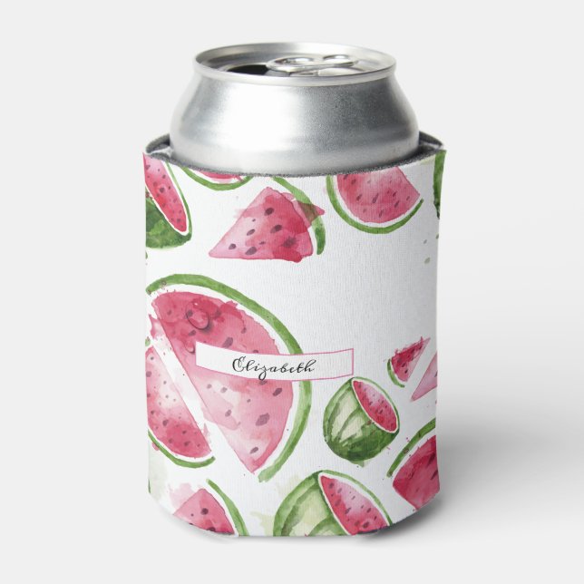 Cute Watercolor Watermelon   Can Cooler (Can Front)