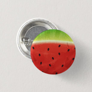 Cute Watercolor Watermelon Giant funny slice Button