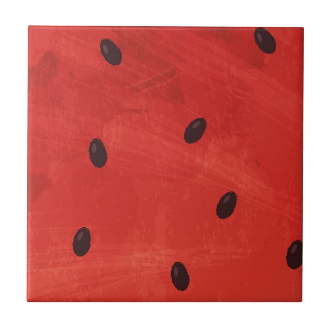 Cute Watercolor Watermelon Giant funny slice Ceramic Tile (Front)