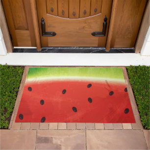Cute Watercolor Watermelon Giant funny slice Doormat