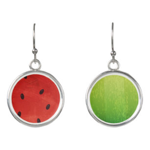 Cute Watercolor Watermelon Giant funny slice Earrings