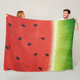 Cute Watercolor Watermelon Giant funny slice Fleece Blanket