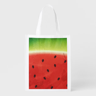 Cute Watercolor Watermelon Giant funny slice Grocery Bag