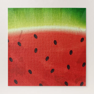 Cute Watercolor Watermelon Giant funny slice Jigsaw Puzzle