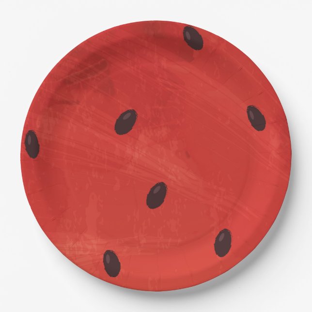 Cute Watercolor Watermelon Giant funny slice Paper Plates (Front)