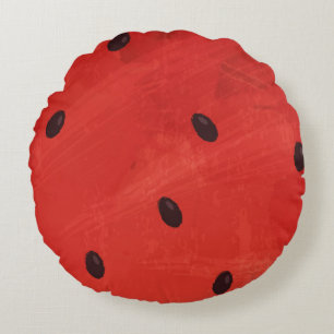 Cute Watercolor Watermelon Giant funny slice Round Pillow