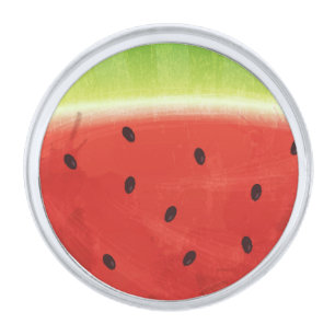 Cute Watercolor Watermelon Giant funny slice Silver Finish Lapel Pin