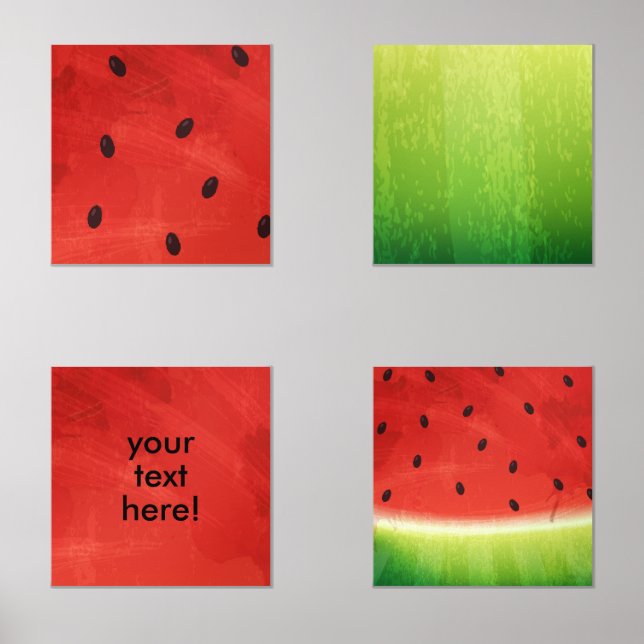 Cute Watercolor Watermelon Giant funny slice Wall Art Sets (Front)