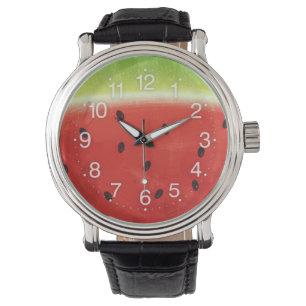 Cute Watercolor Watermelon Giant funny slice Watch