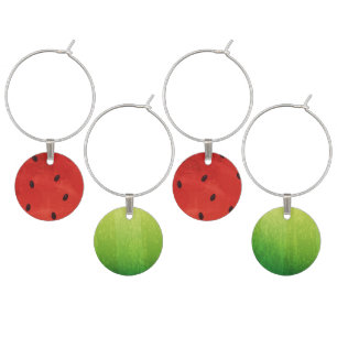 Cute Watercolor Watermelon Giant funny slice Wine Charm