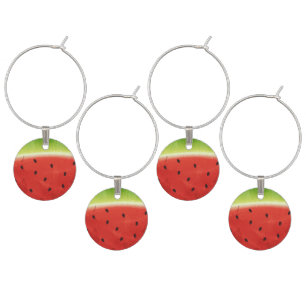 Cute Watercolor Watermelon Giant funny slice Wine Charm
