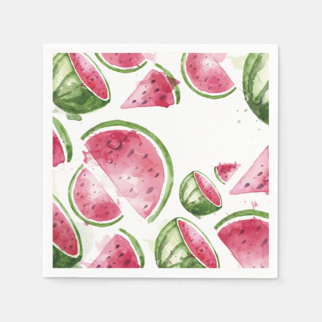 Cute Watercolor Watermelon  Napkins (Front)
