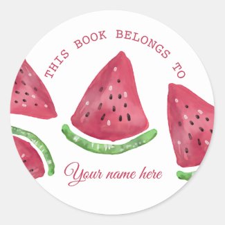 Cute Watercolor Watermelon  Personalized Bookplate