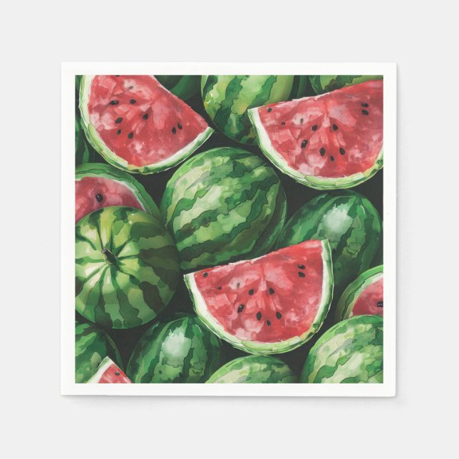 Cute Watercolor Watermelon Summer Napkins (Front)