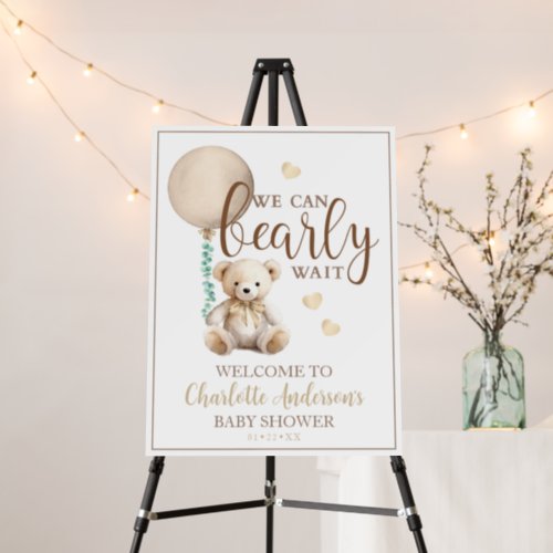 Cute Watercolor We Can Bearly Wait Welcome Sign