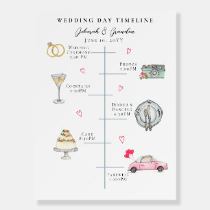 Cute Watercolor Wedding day Icons Timeline  Foam Board