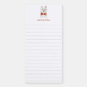 Cute Watercolor Westie Personalized Magnetic Notepad
