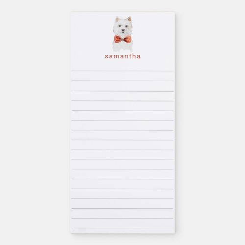 Cute Watercolor Westie Personalized Magnetic Notepad