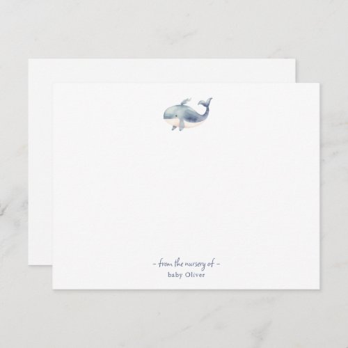 Cute watercolor whale Baby Thank You card