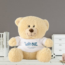 Cute Watercolor Whale Birthday Personalized Teddy Bear