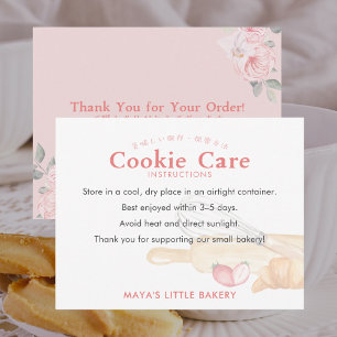 Cute Watercolor Whisk Pin Cookie Care Instructions Thank You Card