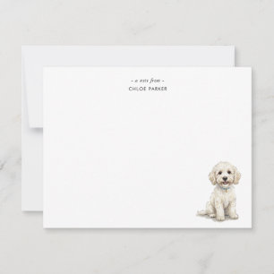 Cute watercolor White Cockapoo Dog Flat Thank You Card
