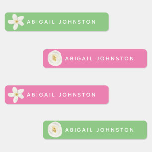 Cute Watercolor White Floral Monogram Clothing Labels