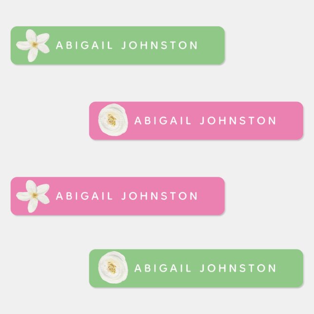 Cute Watercolor White Floral Monogram Clothing Labels (Group)