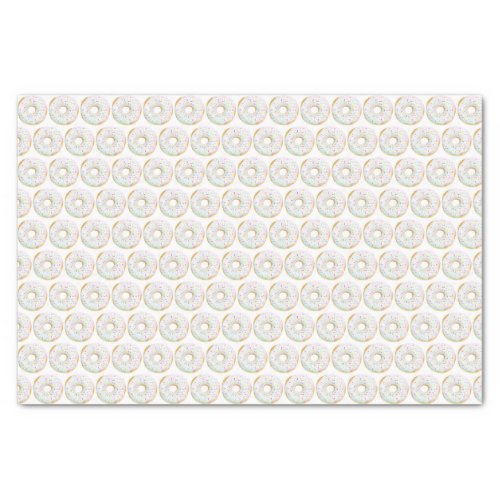 Cute Watercolor White Sprinkle Donuts Pattern Tissue Paper