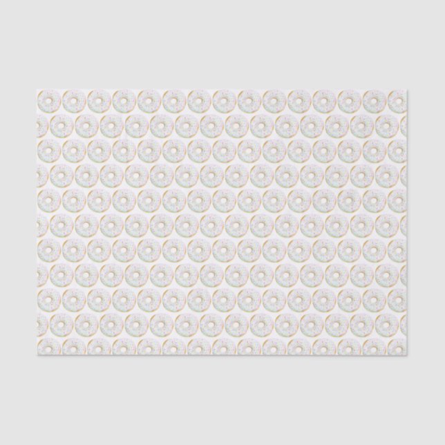 Cute Watercolor White Sprinkle Donuts Pattern Tissue Paper (Front)