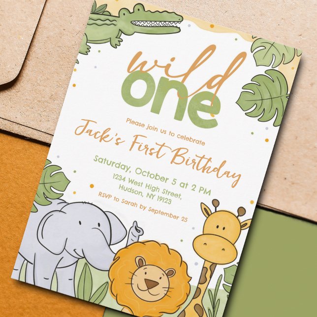 Cute Watercolor Wild One First Birthday Invitation (Creator Uploaded)