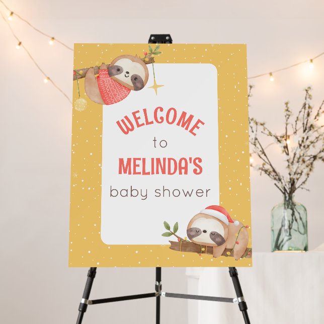 Cute Watercolor Wild One Sloth Baby Shower Foam Board (In Situ (Stand))