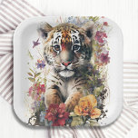 Cute Watercolor Wild Tiger Cub Kids Birthday Paper Plates<br><div class="desc">Cute Watercolor Wild Tiger Cub Kids Birthday Paper Party Plates features a cute watercolor tiger surrounded by wild flowers. Perfect for kids birthday party celebrations,  baby showers and more. Designed by Evco Studio. For coordinating items view www.zazzle.com/store/evcostudio</div>