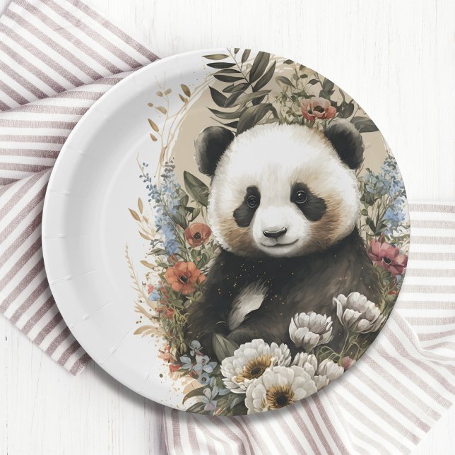 Cute Watercolor Wild Tiger Cub Kids Birthday Paper Plates (Creator Uploaded)