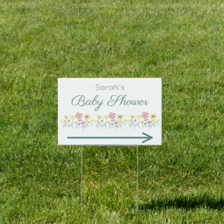 Cute Watercolor Wildflower Baby Shower Yard Sign