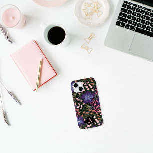 Cute Watercolor Wildflower Monogrammed Initial iPhone 15 Case