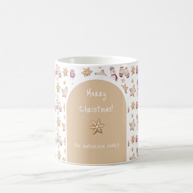 Cute Watercolor Winter Glowes Snowman Cookies Coffee Mug (Center)