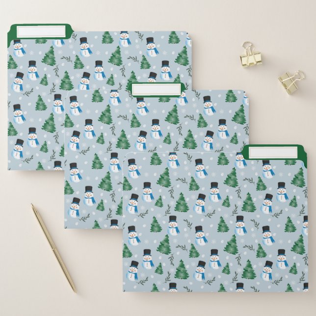 Cute Watercolor Winter Snow Pattern File Folder (Set)